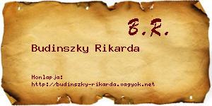 Budinszky Rikarda névjegykártya